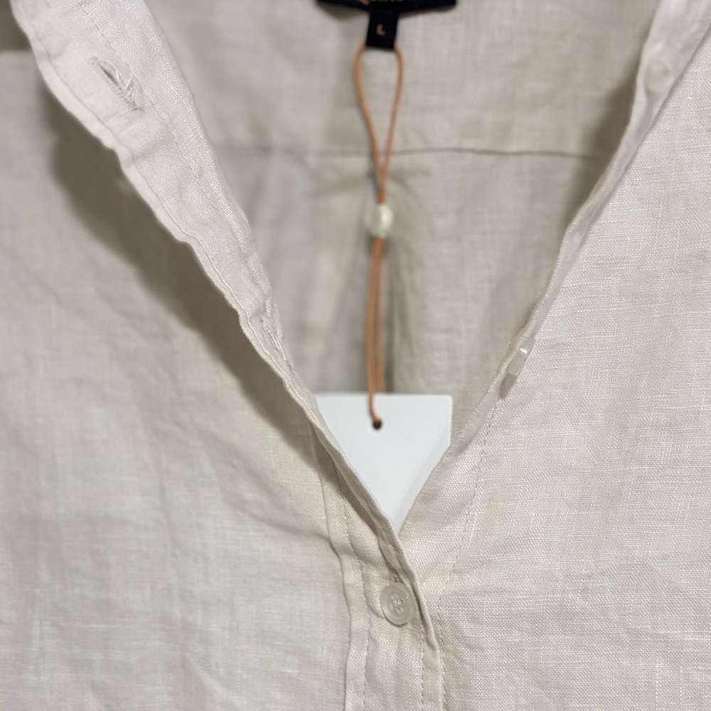Cream Linen Button-Up Shirt